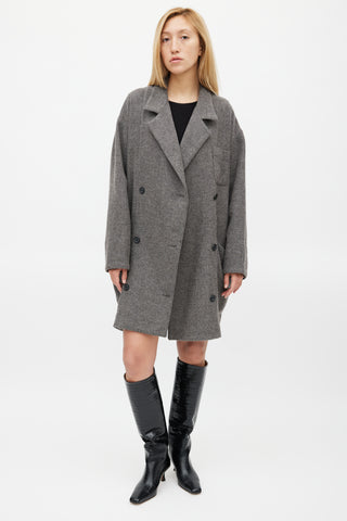 Smythe Grey Wool 
Mohair Double Breasted Slouchy Coat