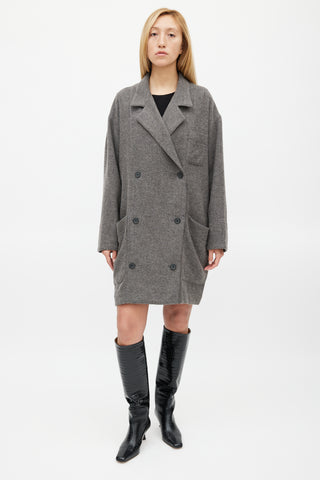 Smythe Grey Wool 
Mohair Double Breasted Slouchy Coat