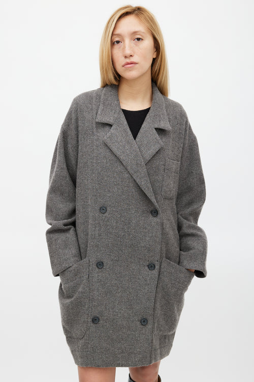 Smythe Grey Wool 
Mohair Double Breasted Slouchy Coat