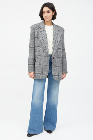 Smythe Grey Wool Plaid Blazer