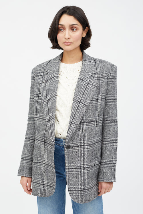 Smythe Grey Wool Plaid Blazer