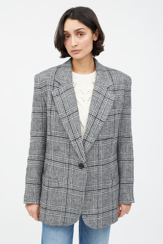 Smythe Grey Wool Plaid Blazer