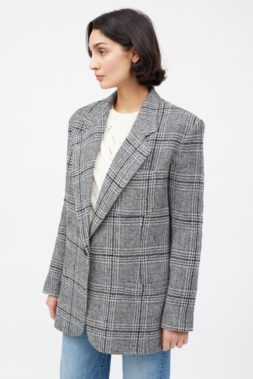 Smythe Grey Wool Plaid Blazer