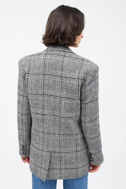 Smythe Grey Wool Plaid Blazer