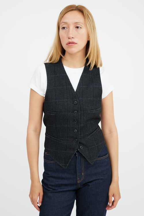 Smythe Grey Wool Plaid Vest