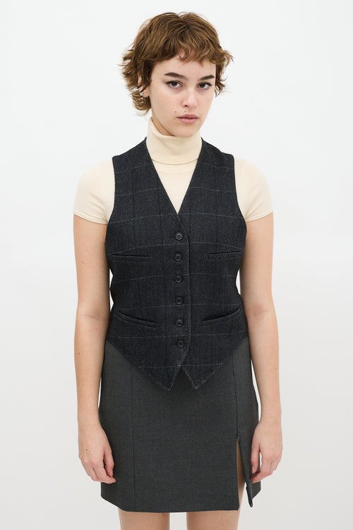 Smythe Grey Wool Plaid Vest