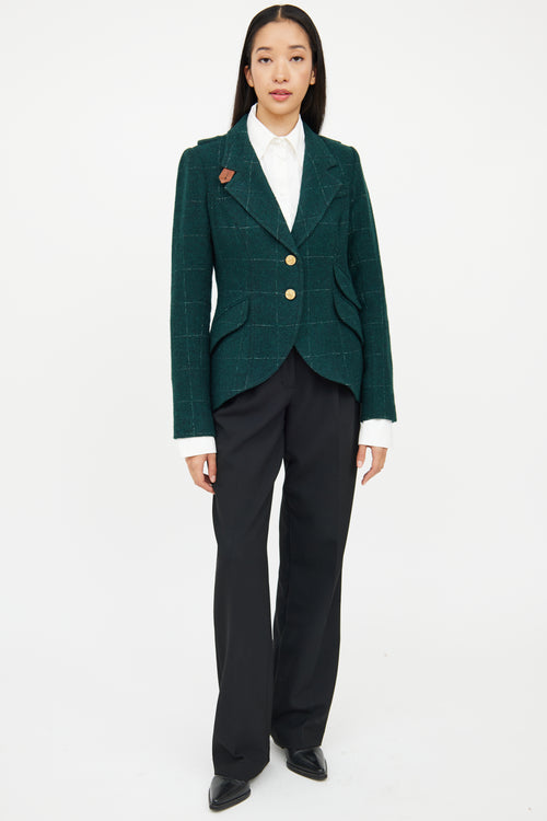 Smythe Green Wool Leather Panel Blazer