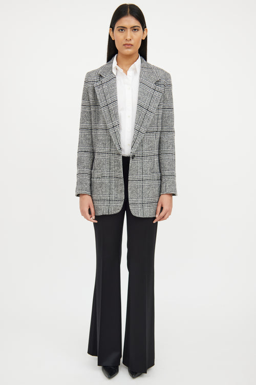 Smythe Grey Plaid Wool  Blazer