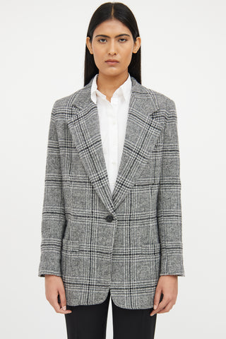 Smythe Grey Plaid Wool  Blazer