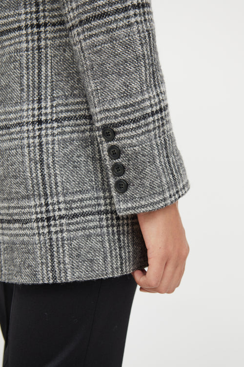 Smythe Grey Plaid Wool  Blazer