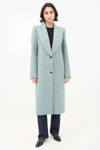 Smythe Light Green Tweed Peak Lapel Coat