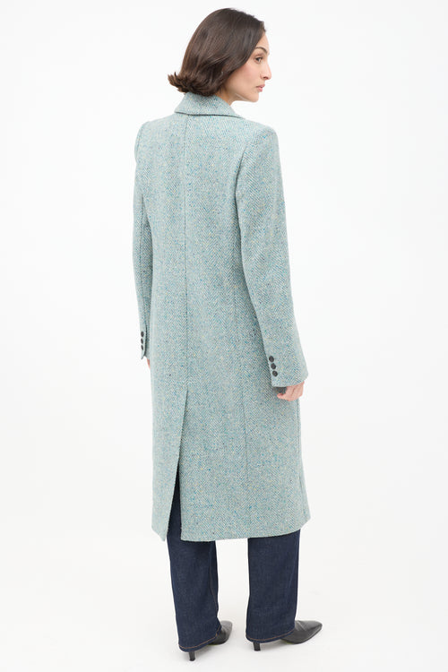 Smythe Light Green Tweed Peak Lapel Coat