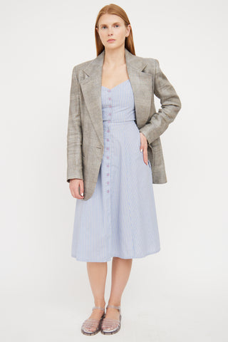 Smythe Light Grey 
White Plaid Linen Blazer