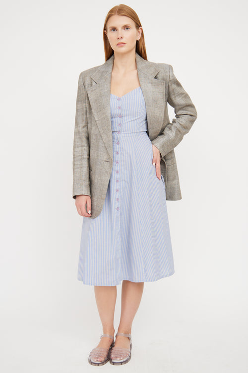 Smythe Light Grey 
White Plaid Linen Blazer