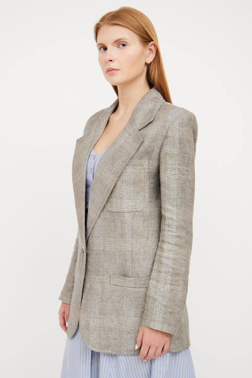 Smythe Light Grey 
White Plaid Linen Blazer