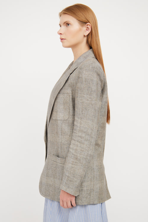 Smythe Light Grey 
White Plaid Linen Blazer