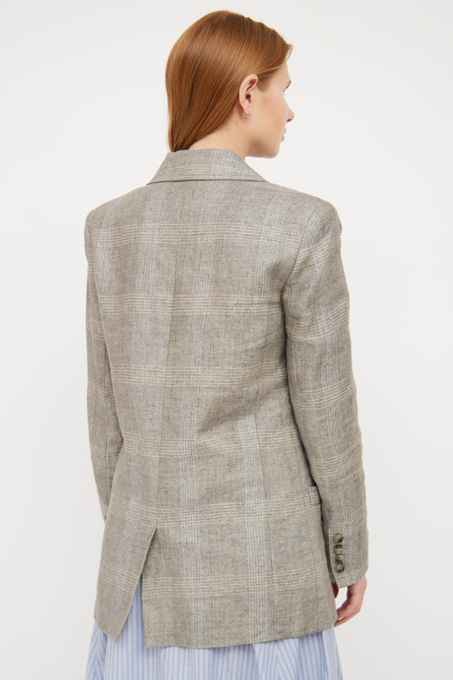 Smythe Light Grey 
White Plaid Linen Blazer