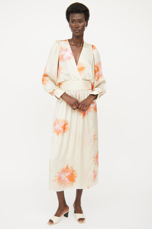 Smythe Beige 
Pink Floral Maxi Dress