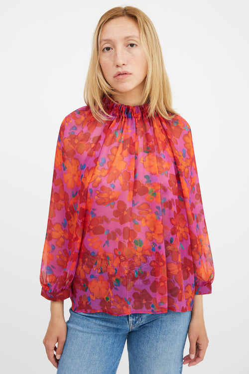 Smythe Multicolour Floral Gathered Top