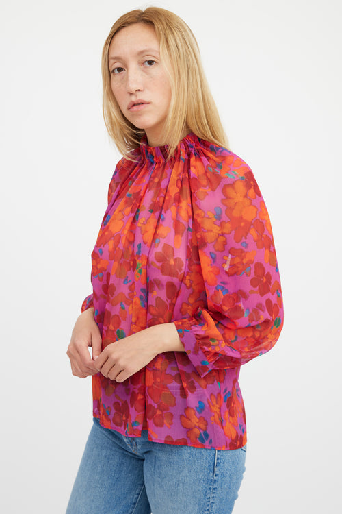 Smythe Multicolour Floral Gathered Top