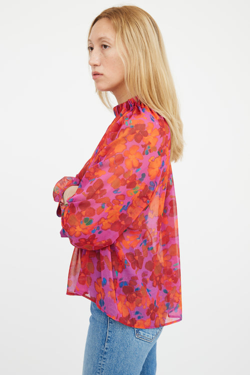 Smythe Multicolour Floral Gathered Top