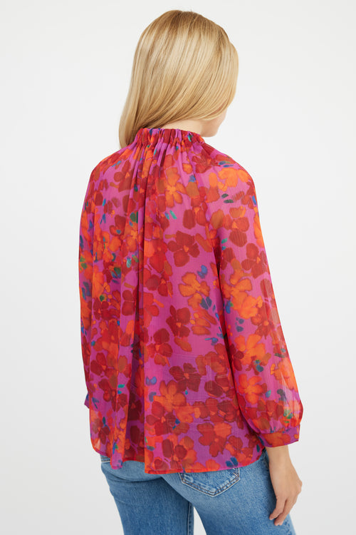 Smythe Multicolour Floral Gathered Top