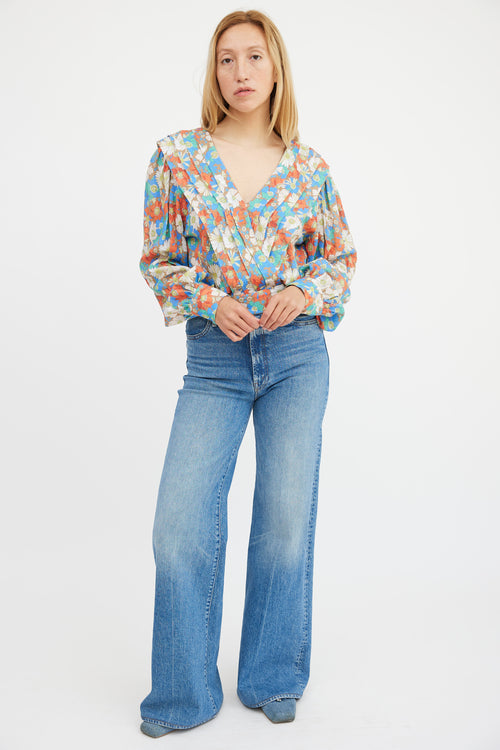 Smythe Multicolour Floral Pleated Top