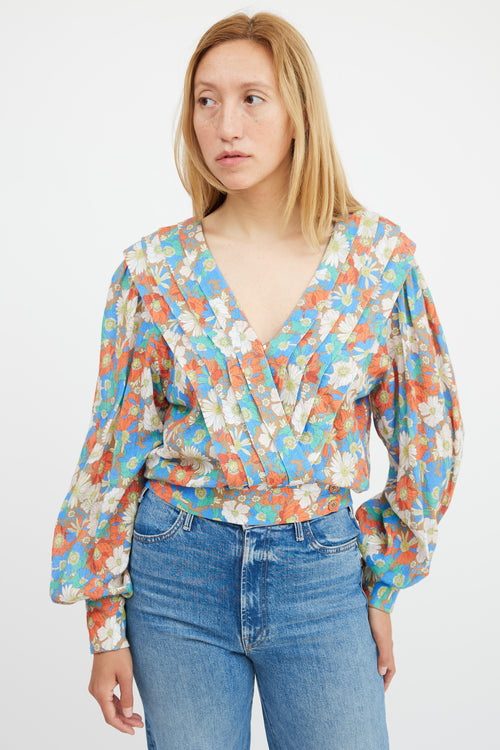 Smythe Multicolour Floral Pleated Top