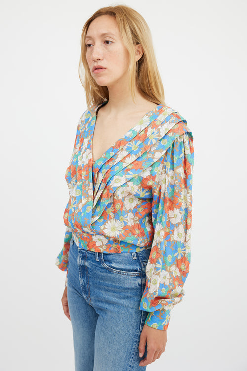 Smythe Multicolour Floral Pleated Top