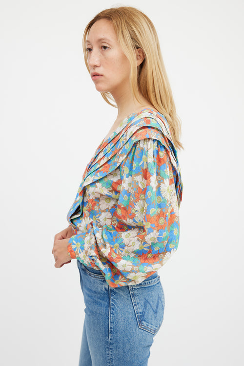 Smythe Multicolour Floral Pleated Top