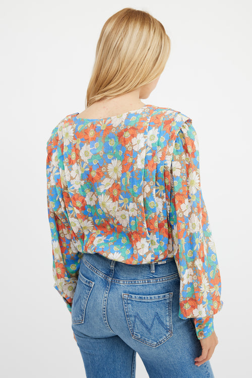 Smythe Multicolour Floral Pleated Top