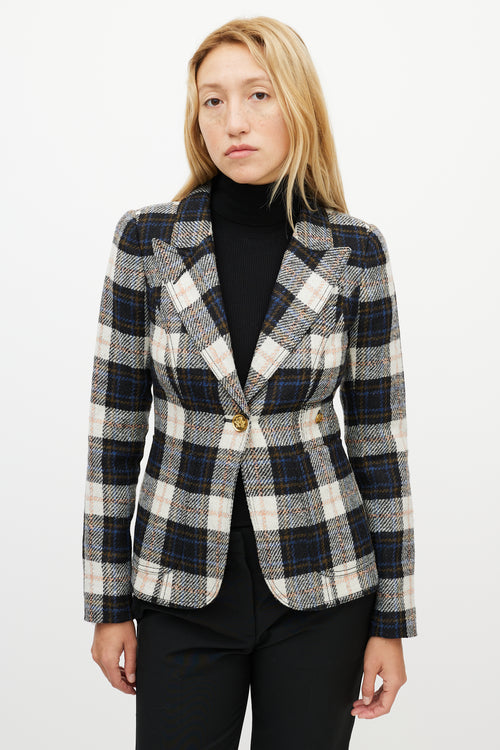 Smythe Cream 
Multicolour Wool Plaid Blazer