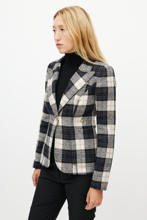 Smythe Cream 
Multicolour Wool Plaid Blazer