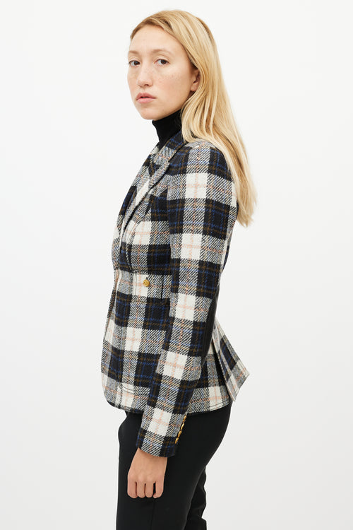 Smythe Cream 
Multicolour Wool Plaid Blazer