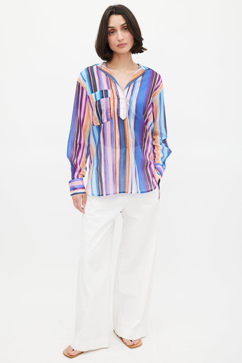 Smythe Multicolour Stripe Over The Head Pocket Shirt