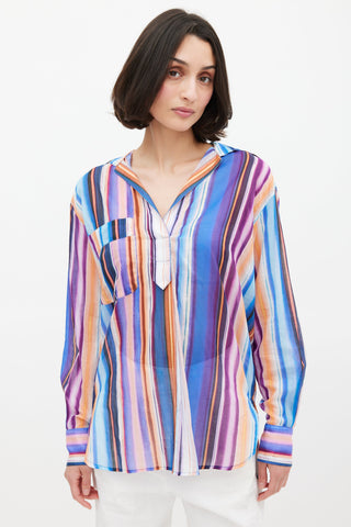 Smythe Multicolour Stripe Over The Head Pocket Shirt