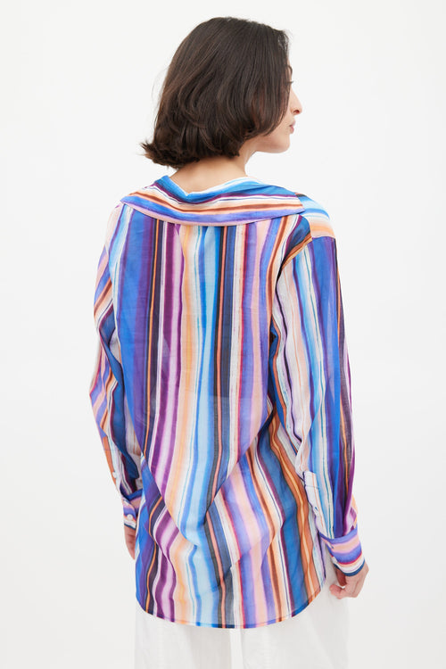 Smythe Multicolour Stripe Over The Head Pocket Shirt