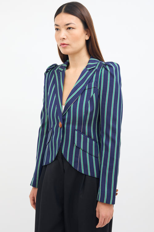 Smythe Stripe Pouf Sleeve Blazer