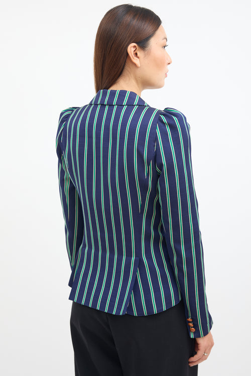 Smythe Navy 
Green Striped Pouf Blazer