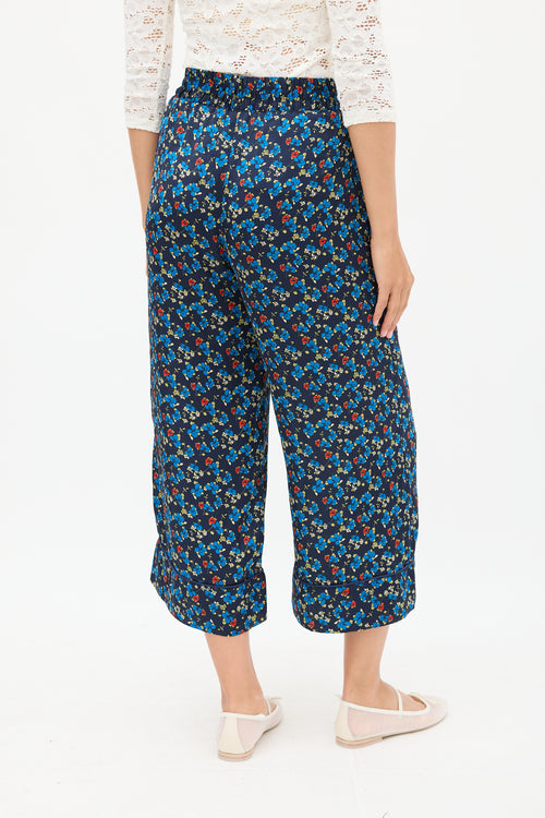 Smythe Navy 
Multicolour Floral Wide Cropped Trouser