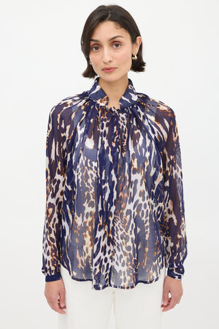 Smythe Navy 
Multicolour Sheer Printed Shirt