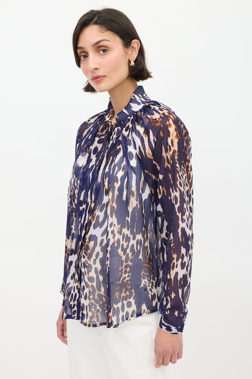 Smythe Navy 
Multicolour Sheer Printed Shirt