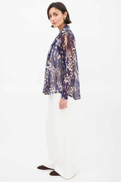 Smythe Navy 
Multicolour Sheer Printed Shirt