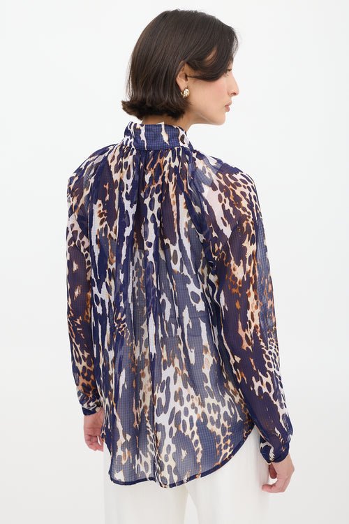 Smythe Navy 
Multicolour Sheer Printed Shirt