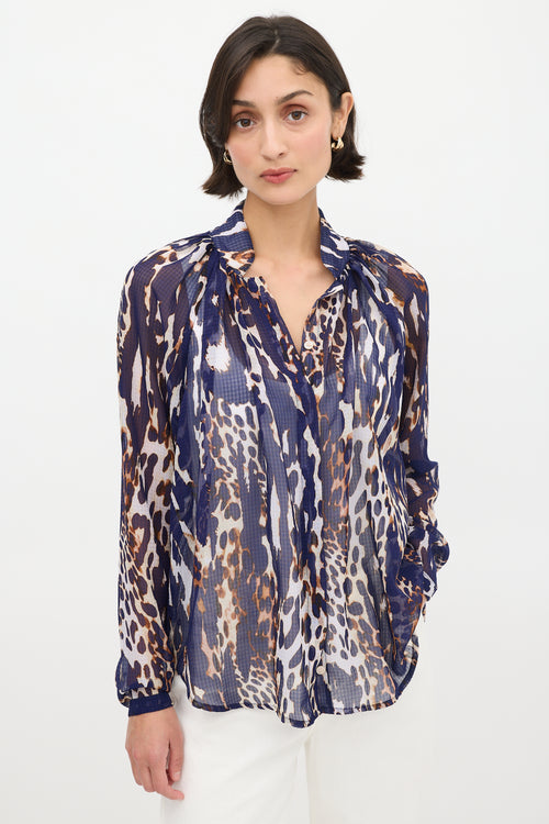 Smythe Navy 
Multicolour Sheer Printed Shirt