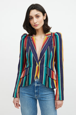 Smythe Stripe Pouf Sleeve Blazer