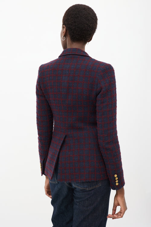 Navy 
Red Wool Windowpane Blazer