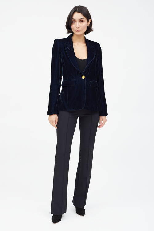 Smythe Navy Velvet Single Button Blazer