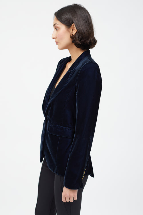 Smythe Navy Velvet Single Button Blazer