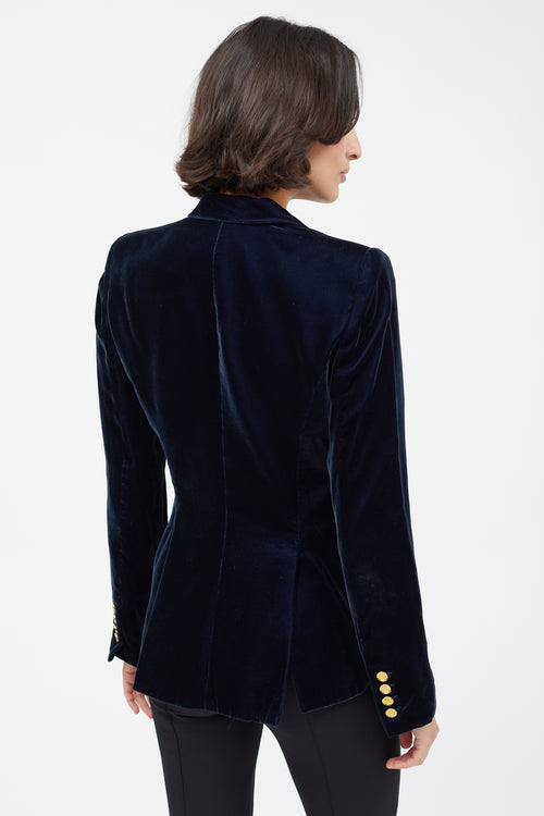 Smythe Navy Velvet Single Button Blazer